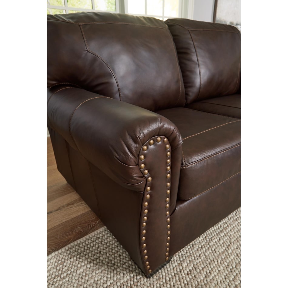 colleton dark brown leather loveseat   