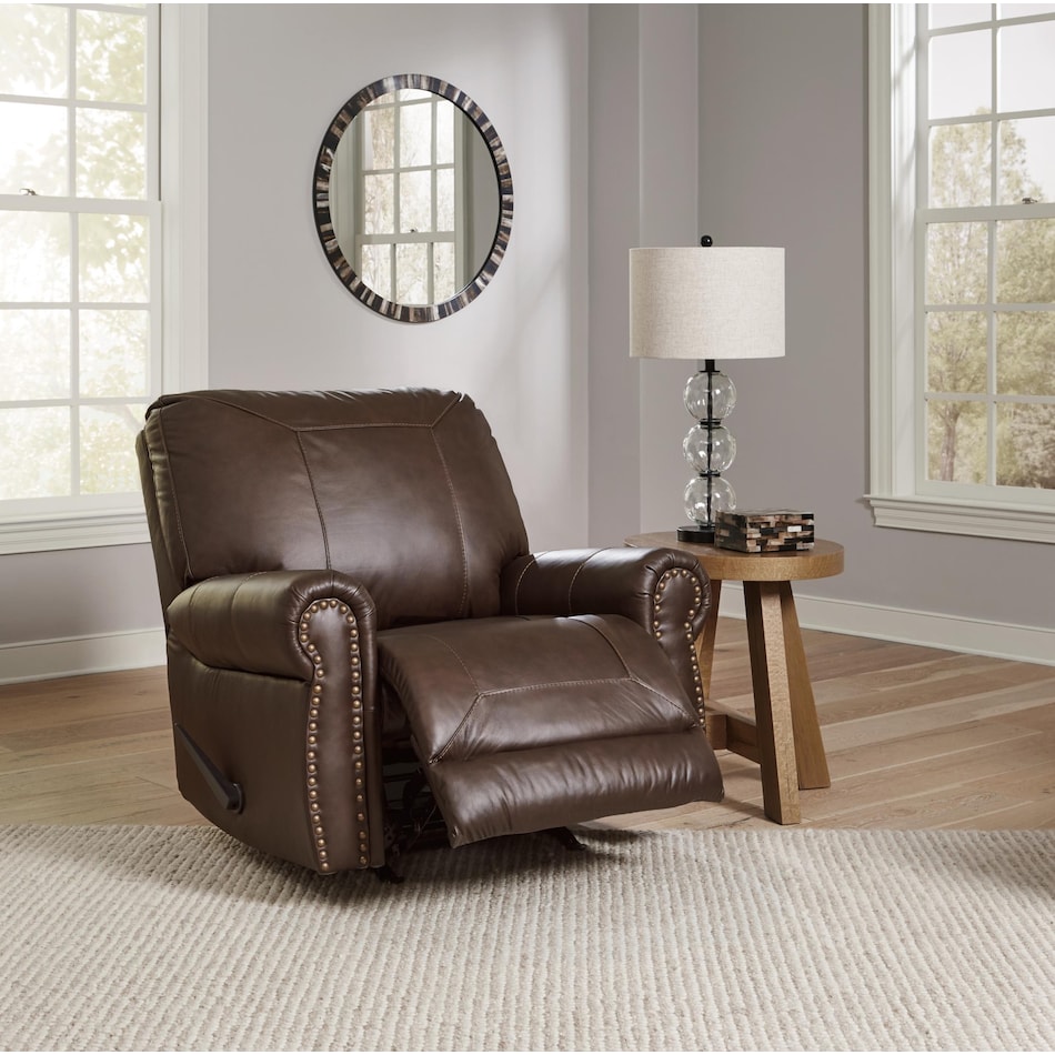 colleton dark brown leather rocker recliner   