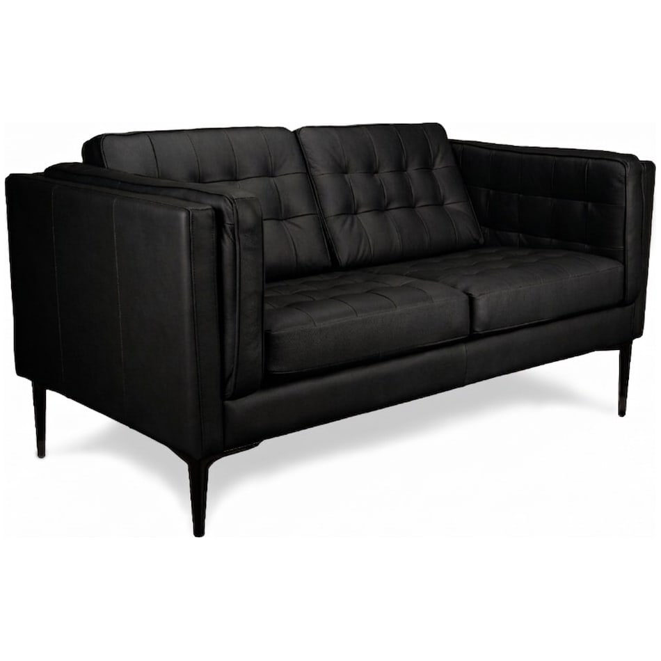 conner black leather loveseat   