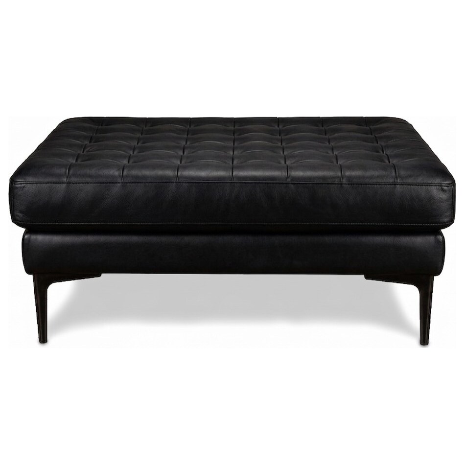 conner black leather ottoman   