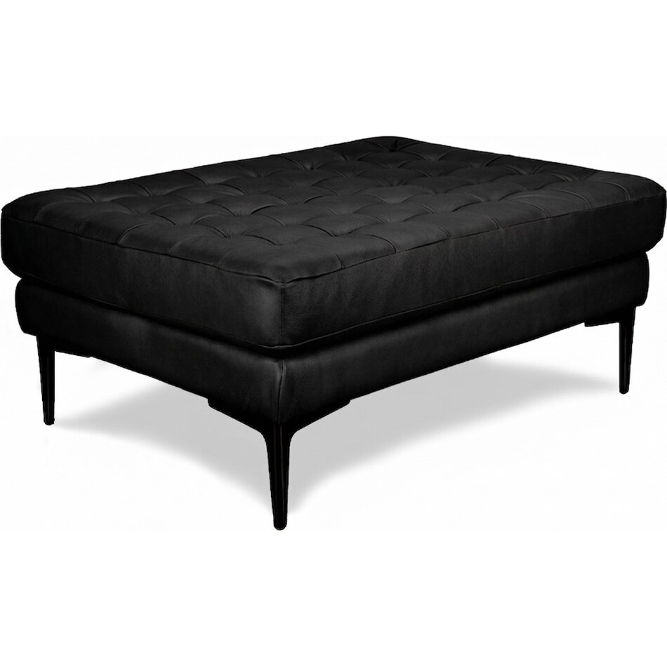 conner black leather ottoman   
