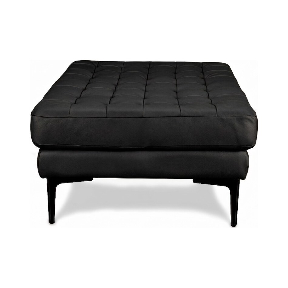 conner black leather ottoman   