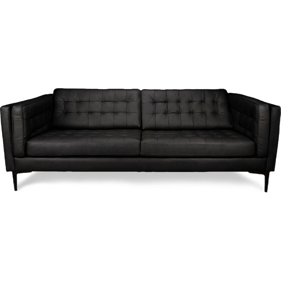 conner black leather sofa   