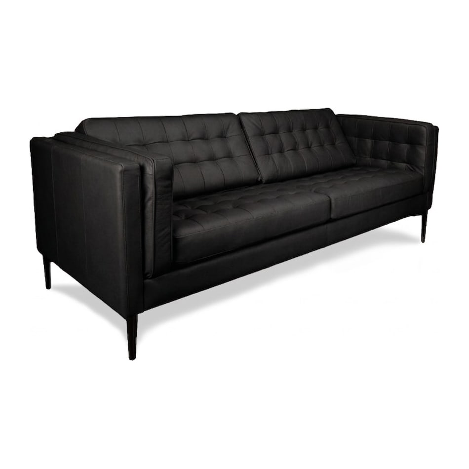 conner black leather sofa   