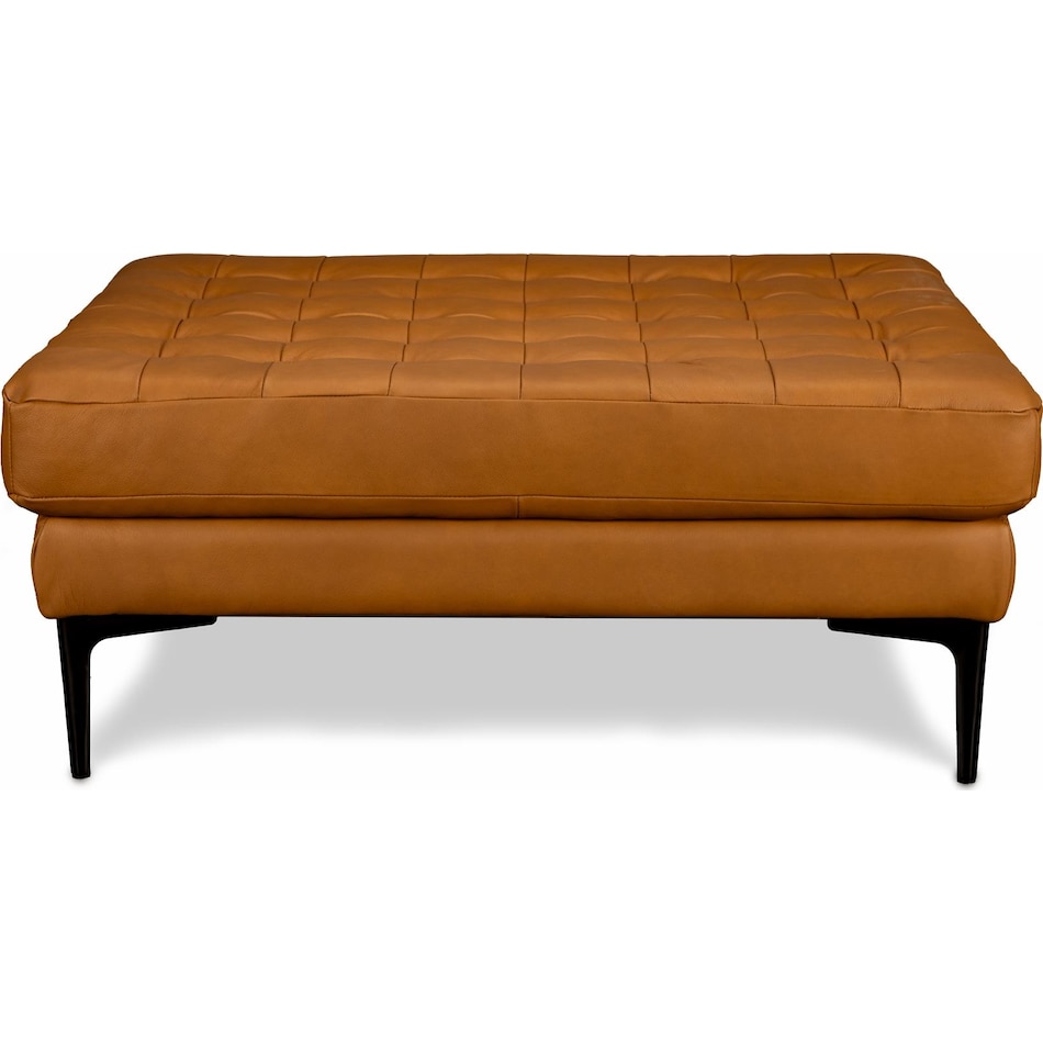 conner brown leather ottoman   