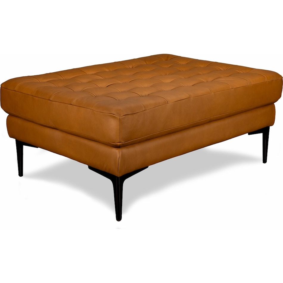 conner brown leather ottoman   