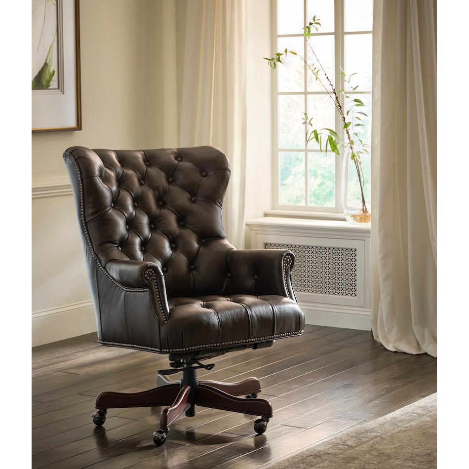 conrad burnished walnut desk chair   
