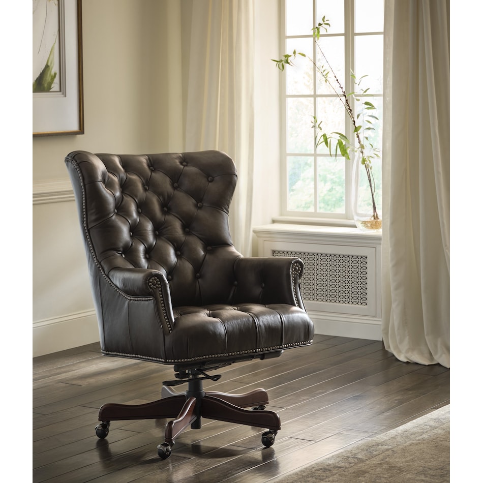 conrad burnished walnut desk chair   