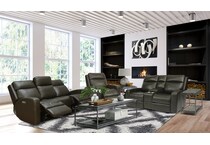 cordelia dark grey power leather reclining console loveseat   