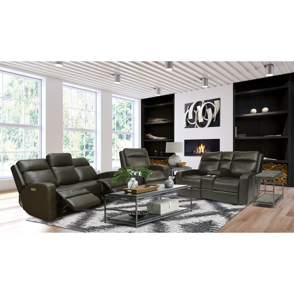 cordelia dark grey power leather reclining console loveseat   