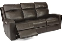 cordelia dark grey power leather reclining sofa   