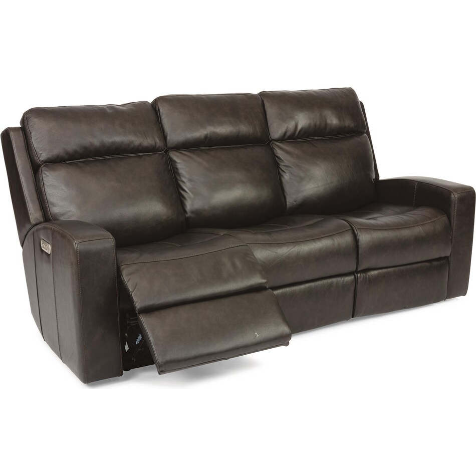 cordelia dark grey power leather reclining sofa   