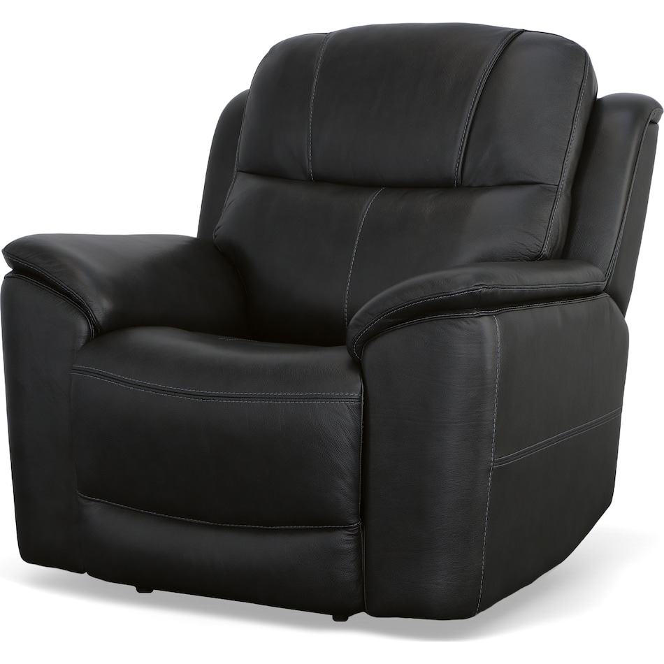 crofton black power leather recliner   