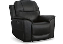 crofton black power leather recliner   