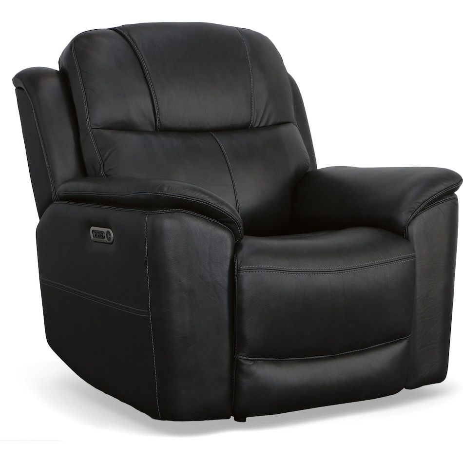 crofton black power leather recliner   