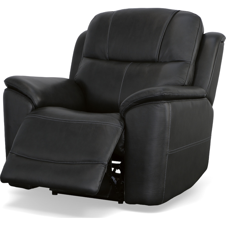 crofton black power leather recliner   