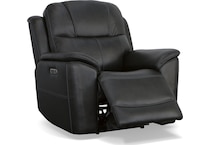 crofton black power leather recliner   