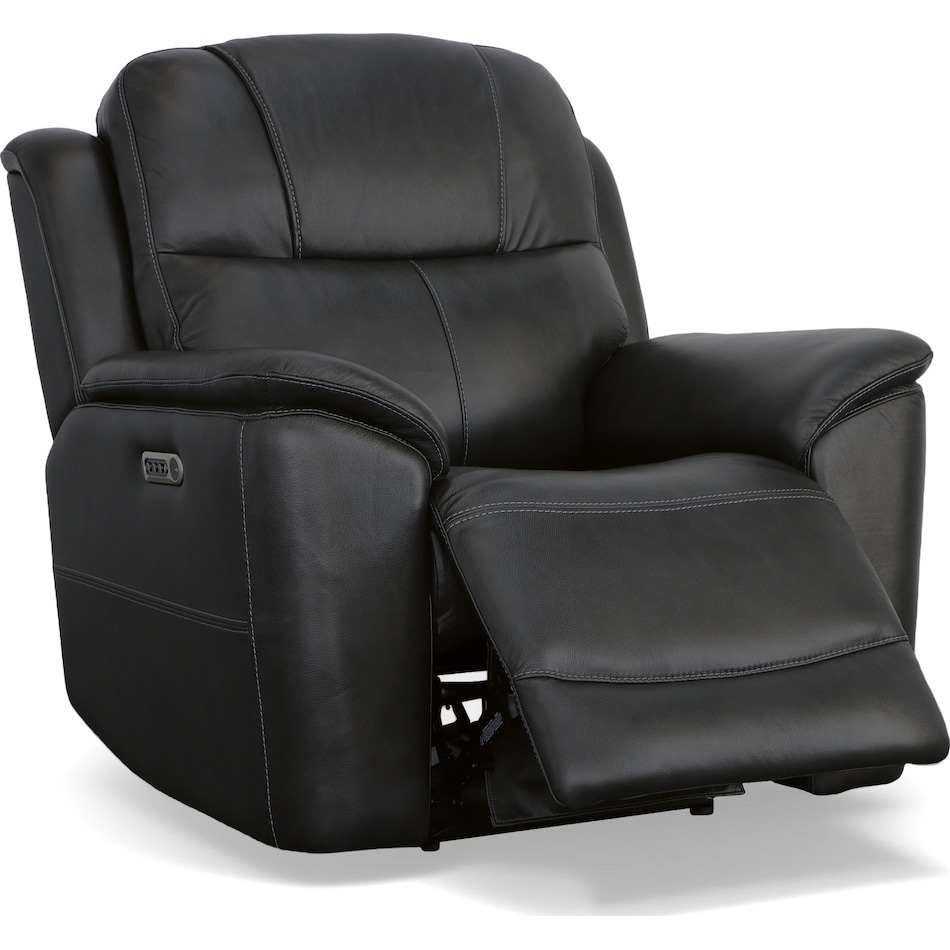crofton black power leather recliner   