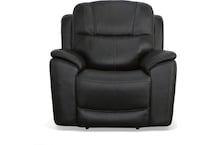crofton black power leather recliner   
