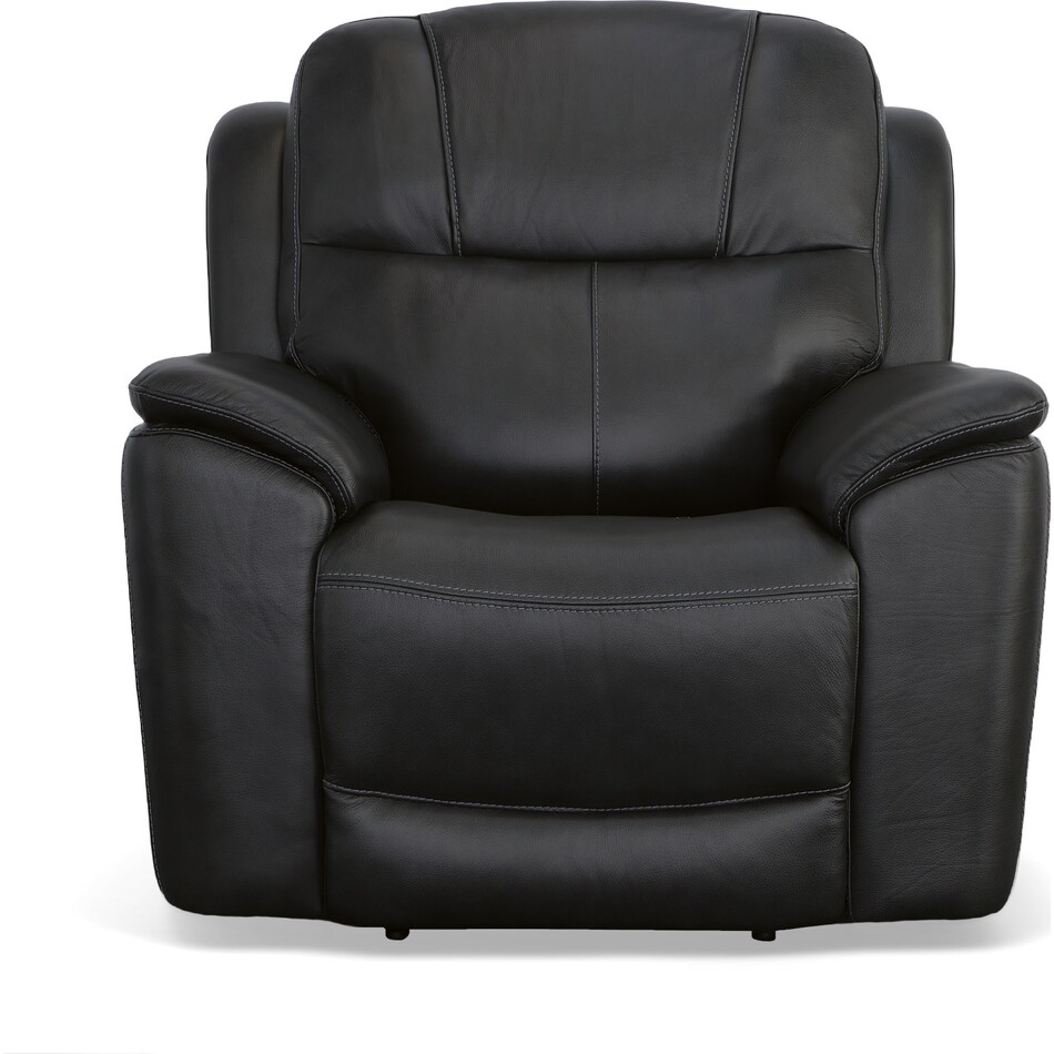 crofton black power leather recliner   