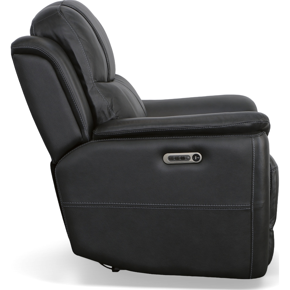crofton black power leather recliner   