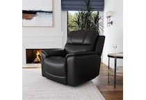 crofton black power leather recliner   