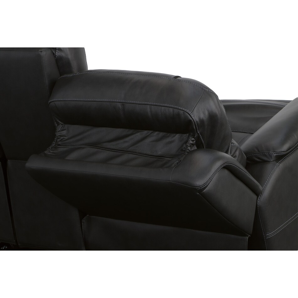 crofton black power leather reclining console loveseat   