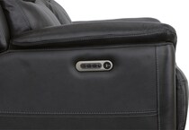 crofton black power leather reclining console loveseat   