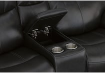 crofton black power leather reclining console loveseat   