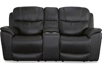 crofton black power leather reclining console loveseat   