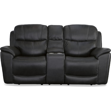 CROFTON LEATHER TRIPLE POWER RECLINING CONSOLE LOVESEAT