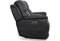 crofton black power leather reclining console loveseat   