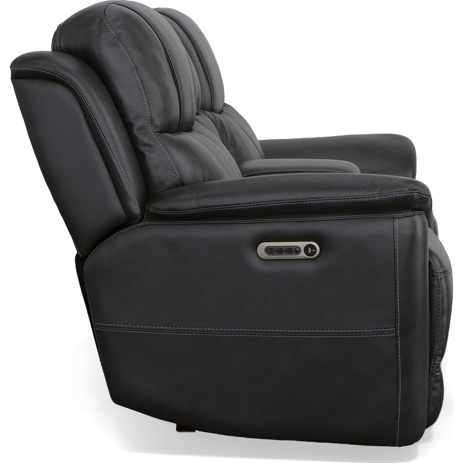 crofton black power leather reclining console loveseat   