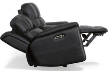 crofton black power leather reclining console loveseat   