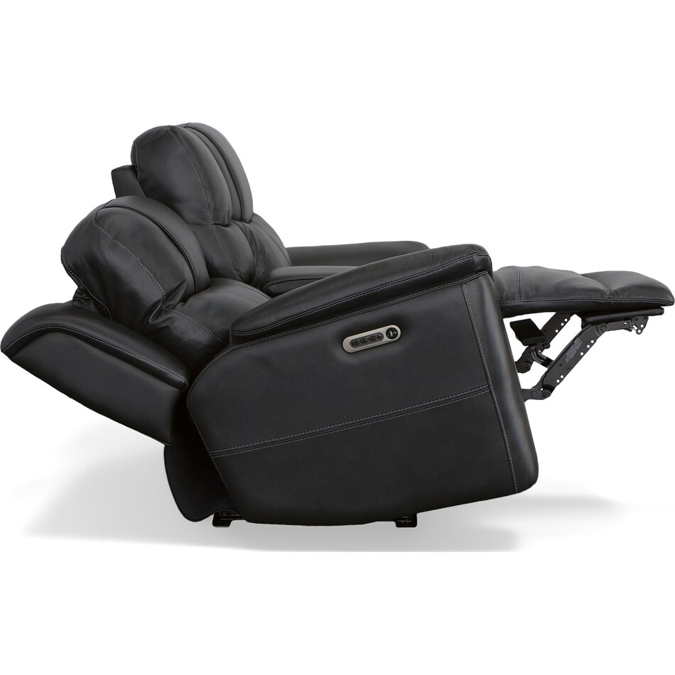crofton black power leather reclining console loveseat   