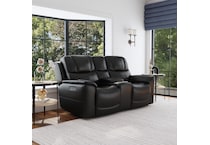 crofton black power leather reclining console loveseat   