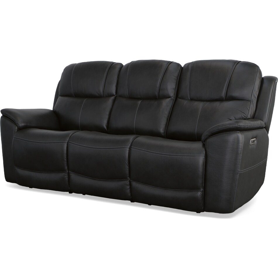crofton black power leather reclining sofa   