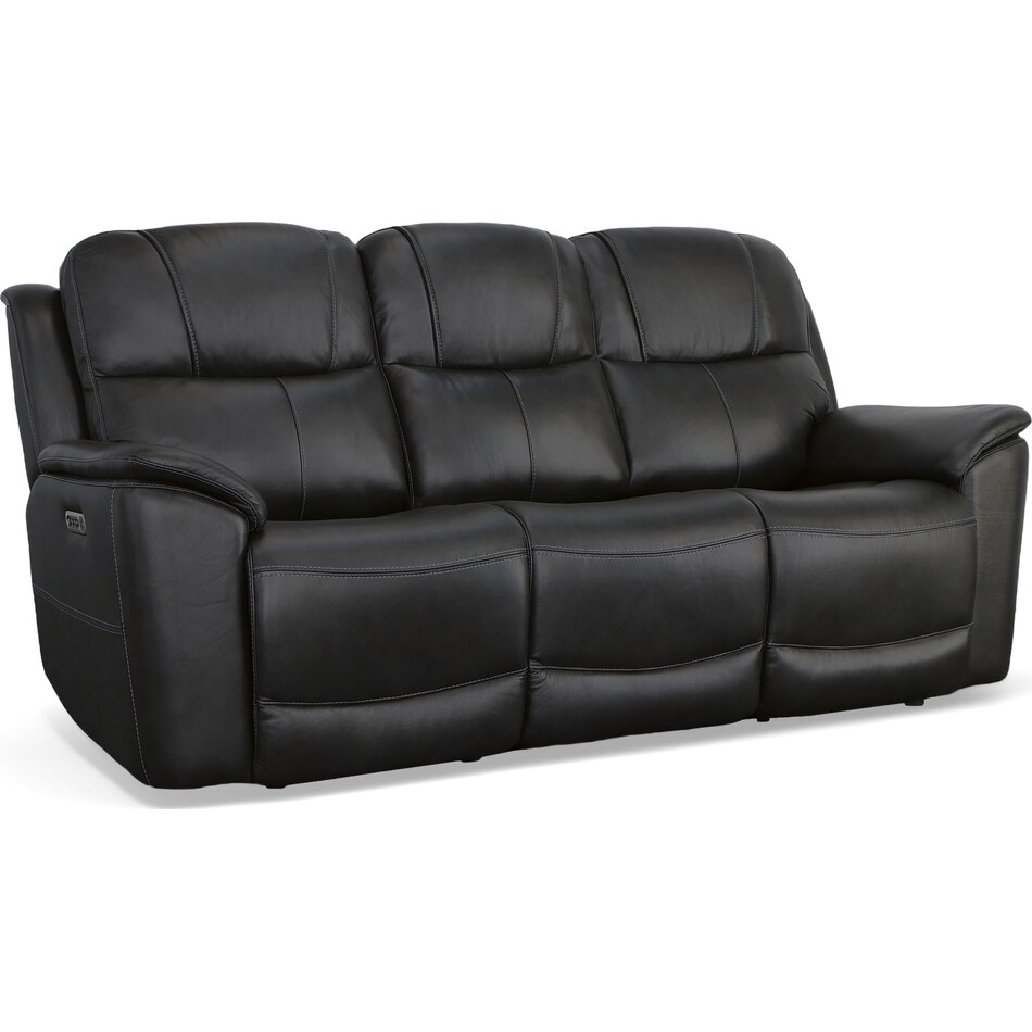 crofton black power leather reclining sofa   