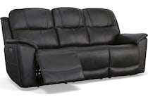 crofton black power leather reclining sofa   