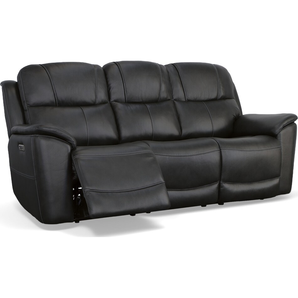 crofton black power leather reclining sofa   