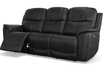 crofton black power leather reclining sofa   