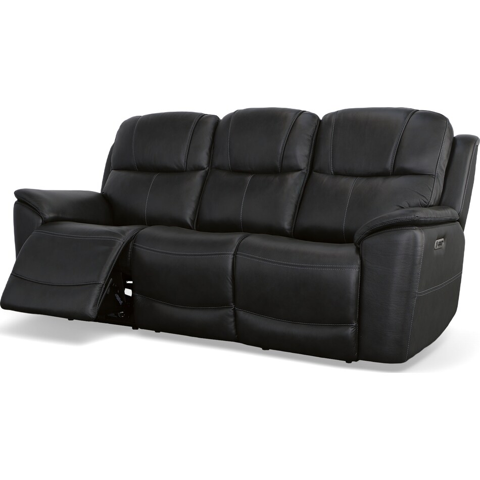 crofton black power leather reclining sofa   