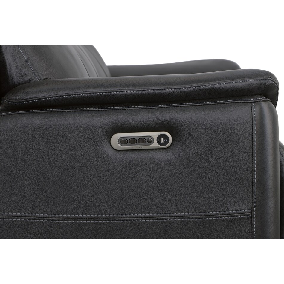 crofton black power leather reclining sofa   
