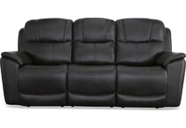 crofton black power leather reclining sofa   