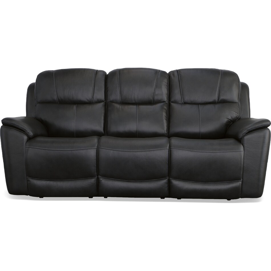 crofton black power leather reclining sofa   