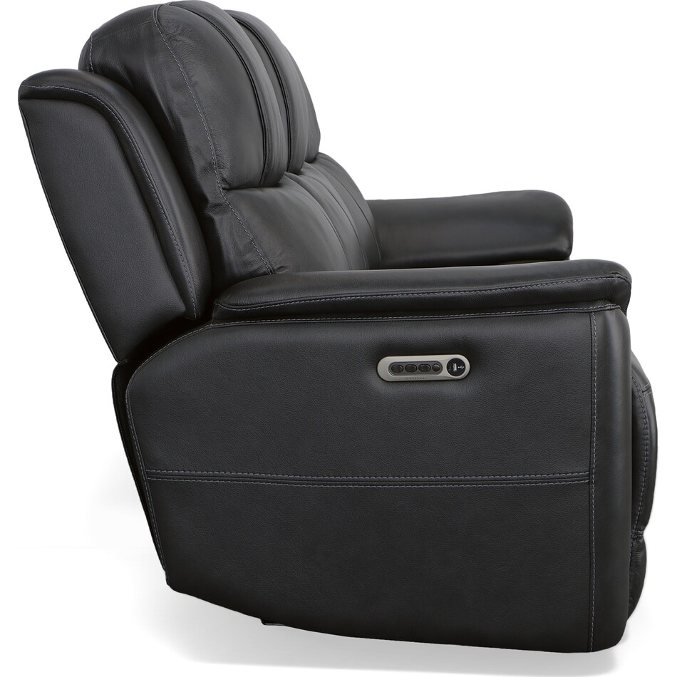 crofton black power leather reclining sofa   