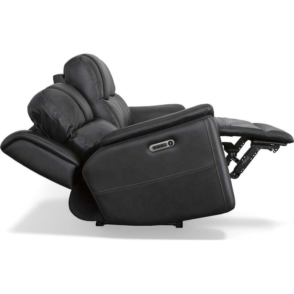 crofton black power leather reclining sofa   