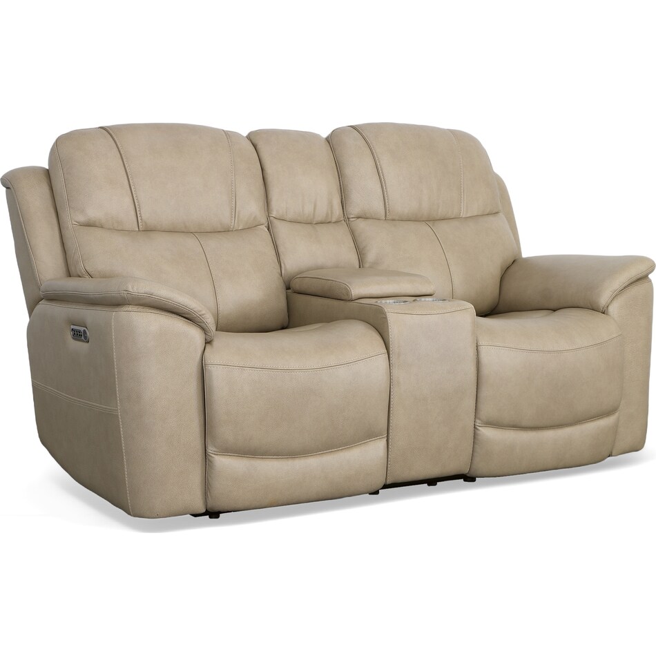 crofton pebble power leather reclining console loveseat   