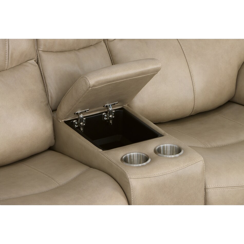 crofton pebble power leather reclining console loveseat   
