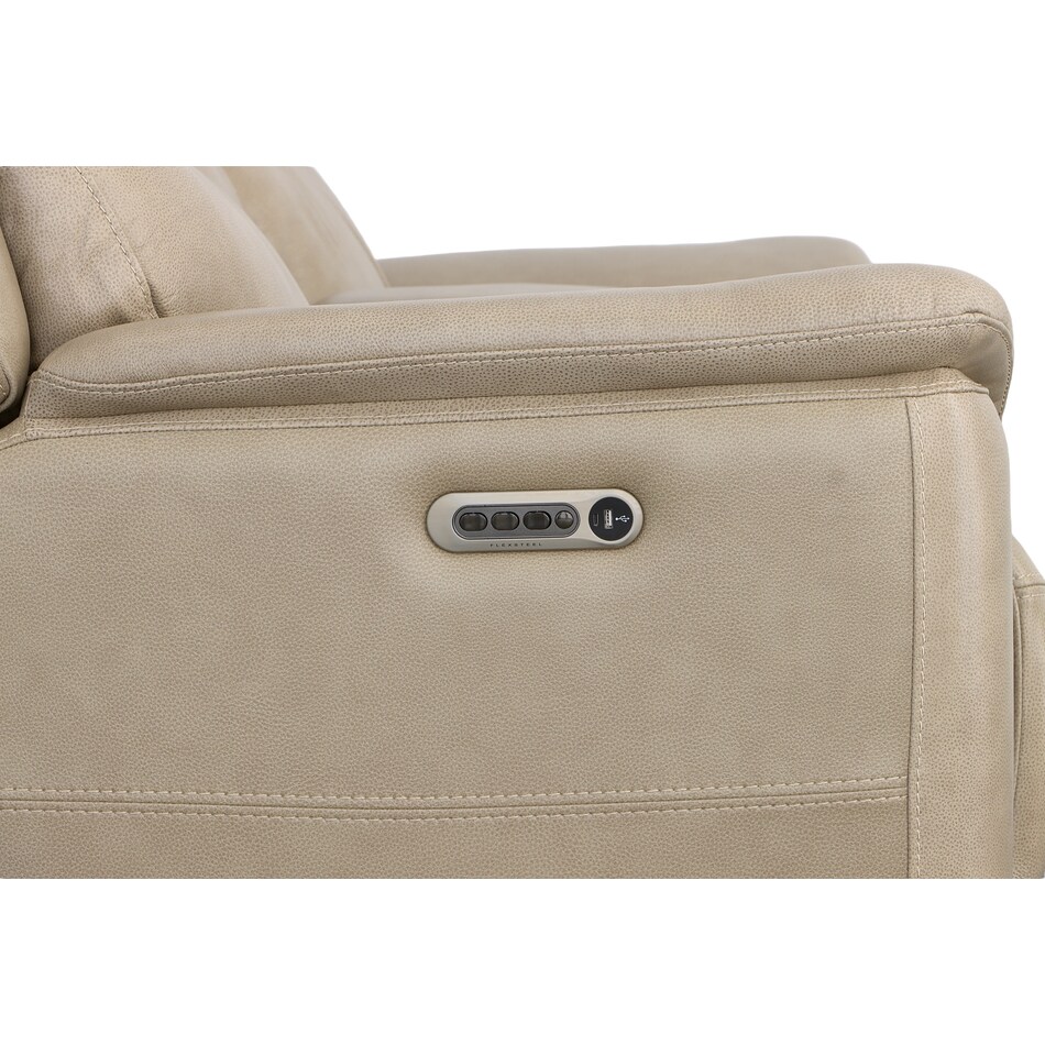 crofton pebble power leather reclining console loveseat   